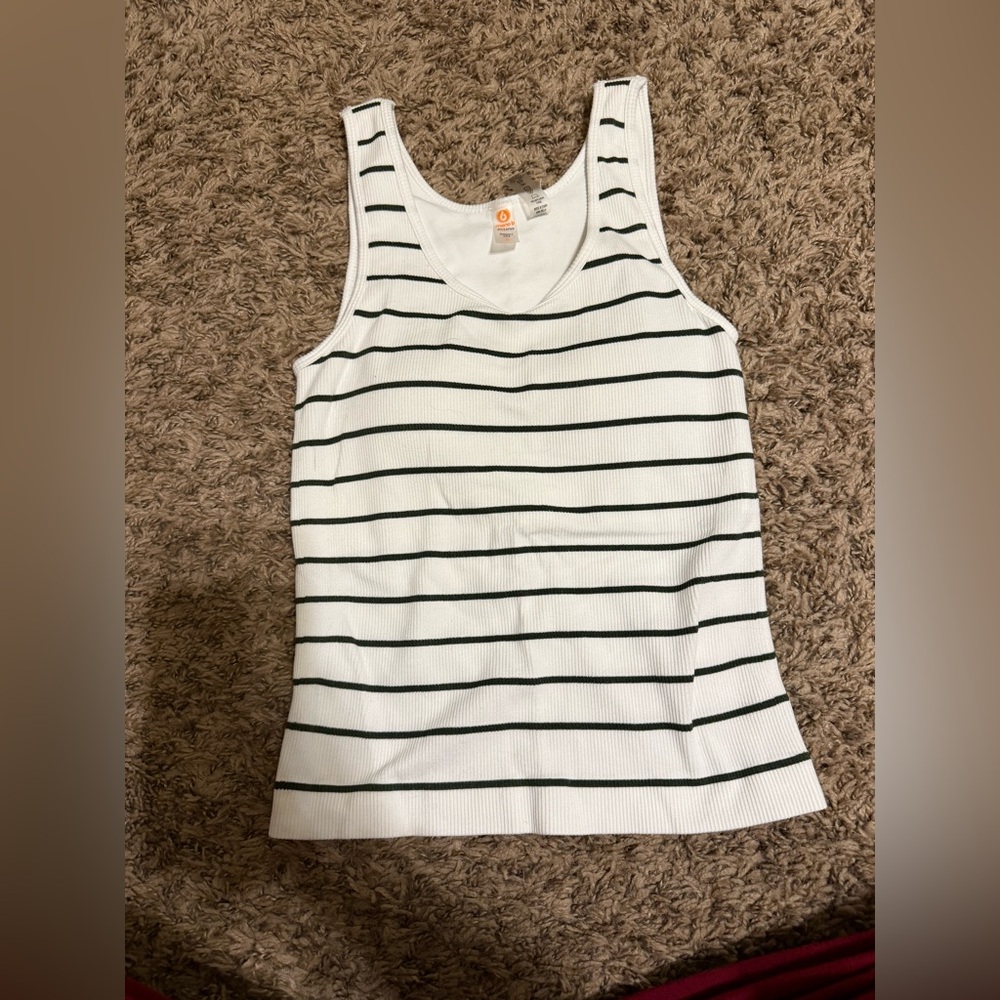 White and Green Striped Tank Top